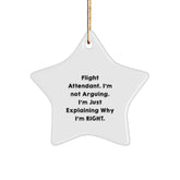 Funny Flight Attendant Gifts from Friends for Christmas - Star Ornament with Inspirational Quote 'I'm Not Arguing. I'm Just Explaining Why I'm Right.' - Image 1